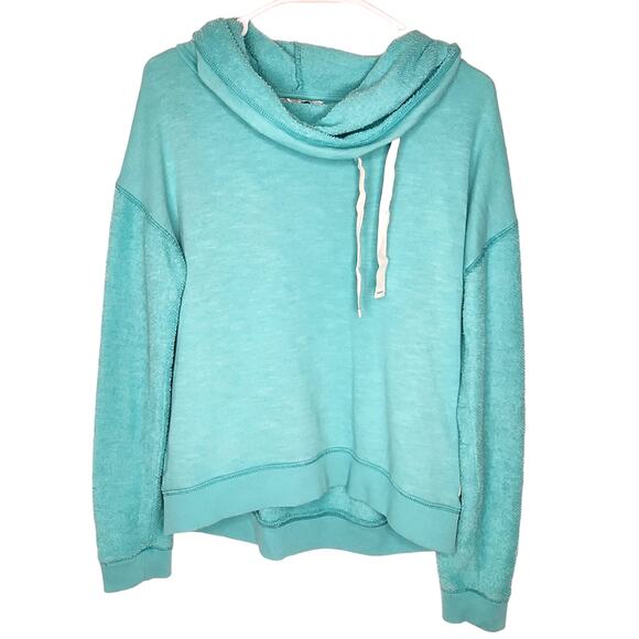 American Eagle Sweater Womens Large Blue Turquoise Sea Foam Green Cowl Neck - Picture 2 of 7